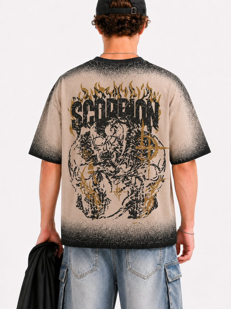 BLUFLEX "Scorpion" Acid Wash Oversized Tee – Vintage Graphic T-Shirt