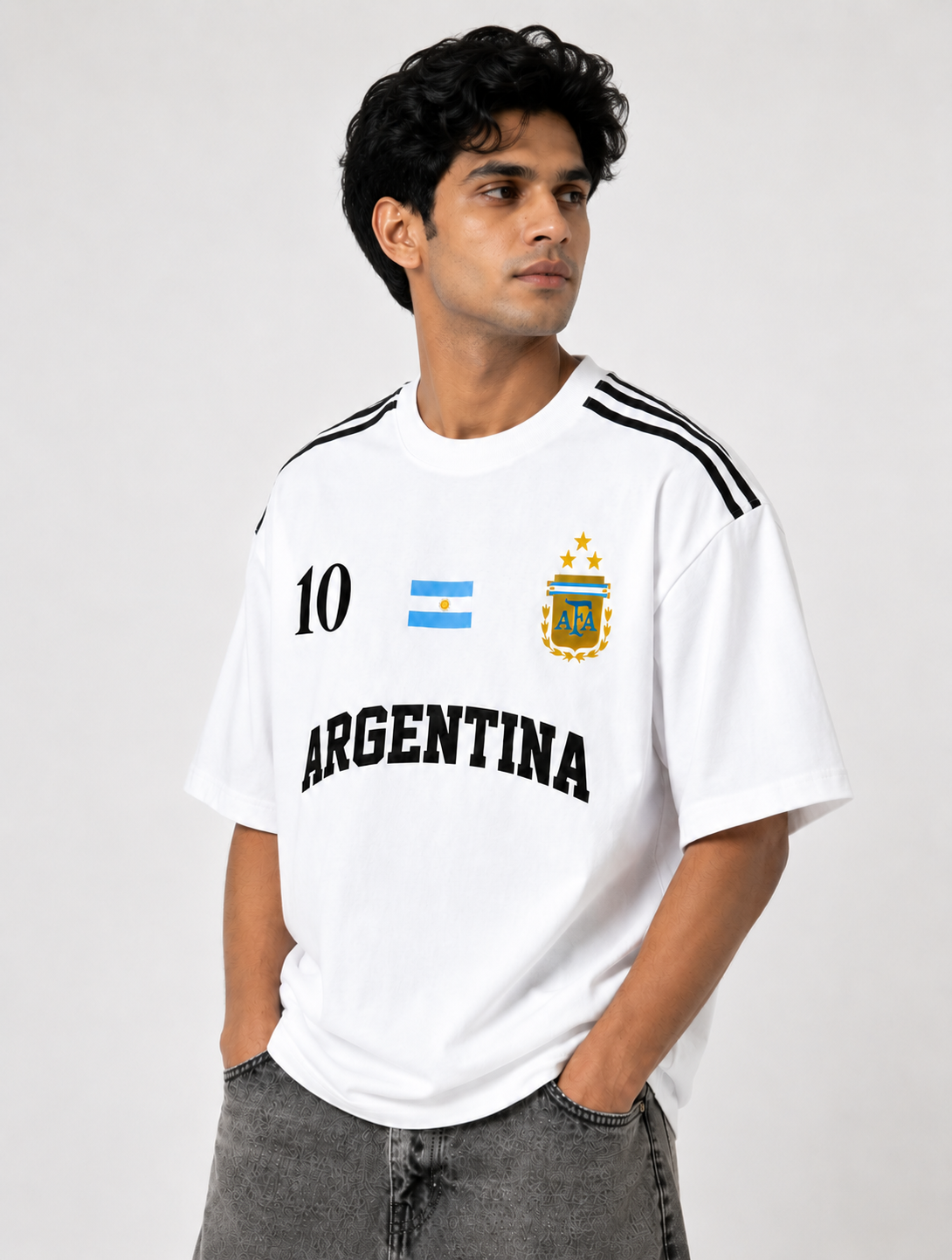 Argentina No.10 Oversized T-Shirt – White Edition