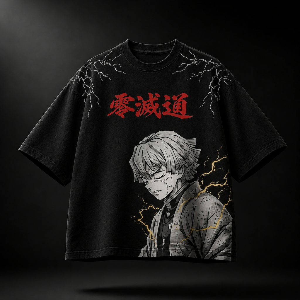 Zenitsu Anime Oversized Downshoulder Tshirt