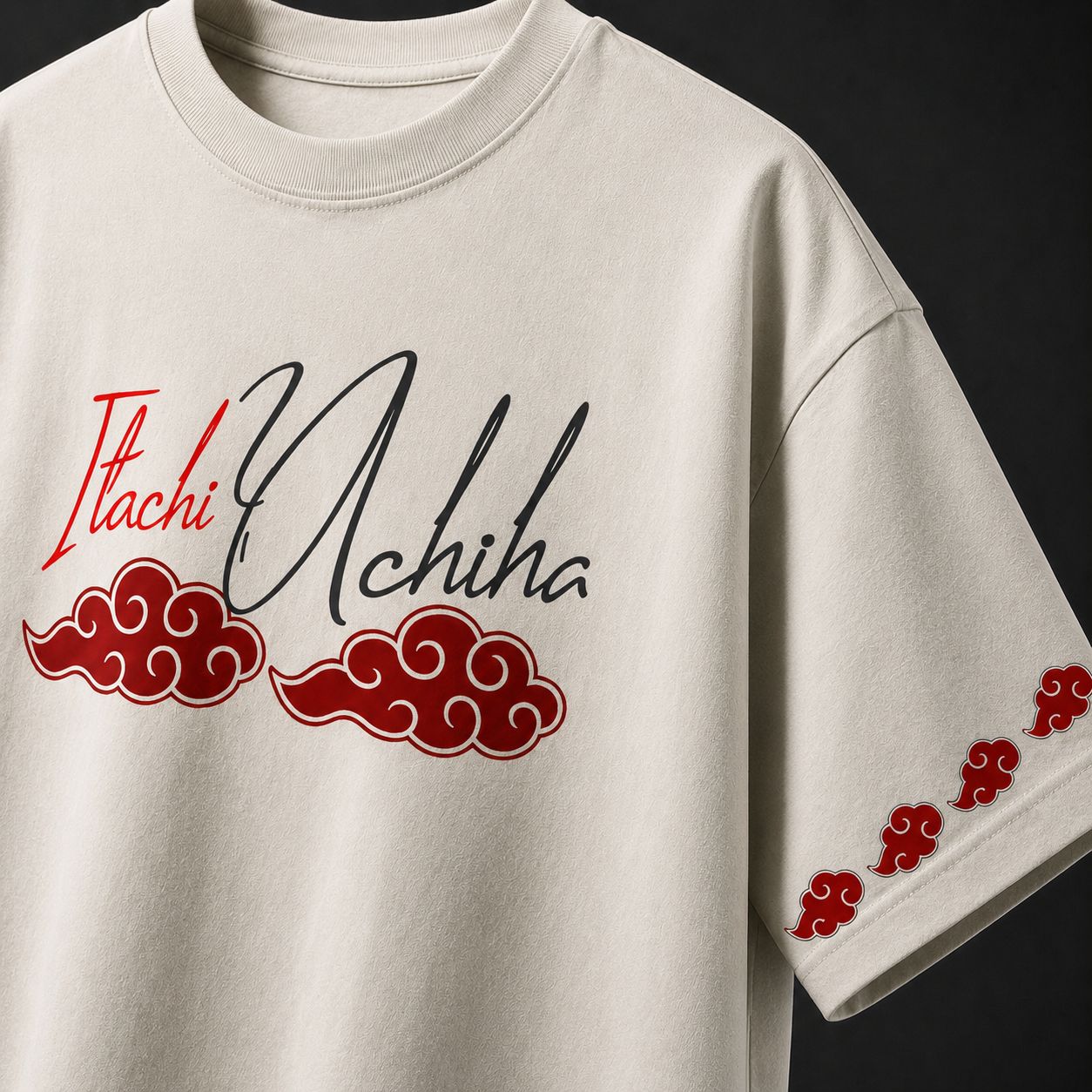 Itachi Inspired Oversized T-Shirt – Off White | 240 GSM Premium Cotton