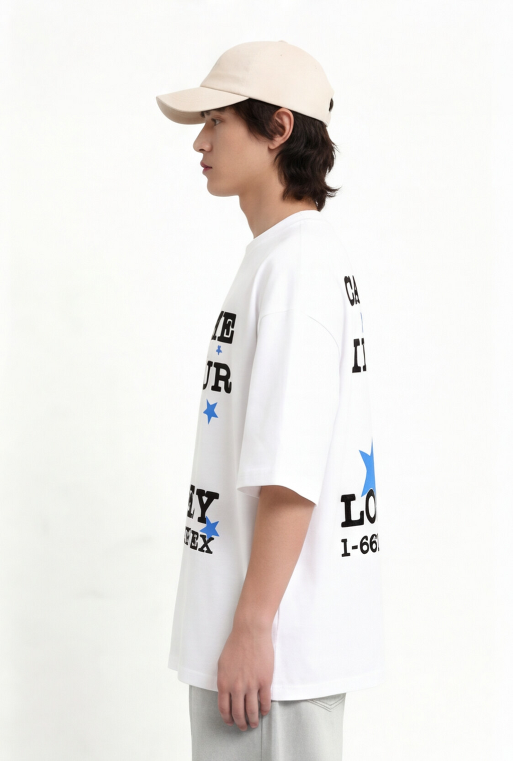 Call Me If You're Lonely" Oversized Graphic T-Shirt — White