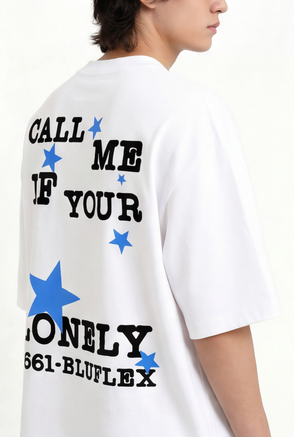Call Me If You're Lonely" Oversized Graphic T-Shirt — White