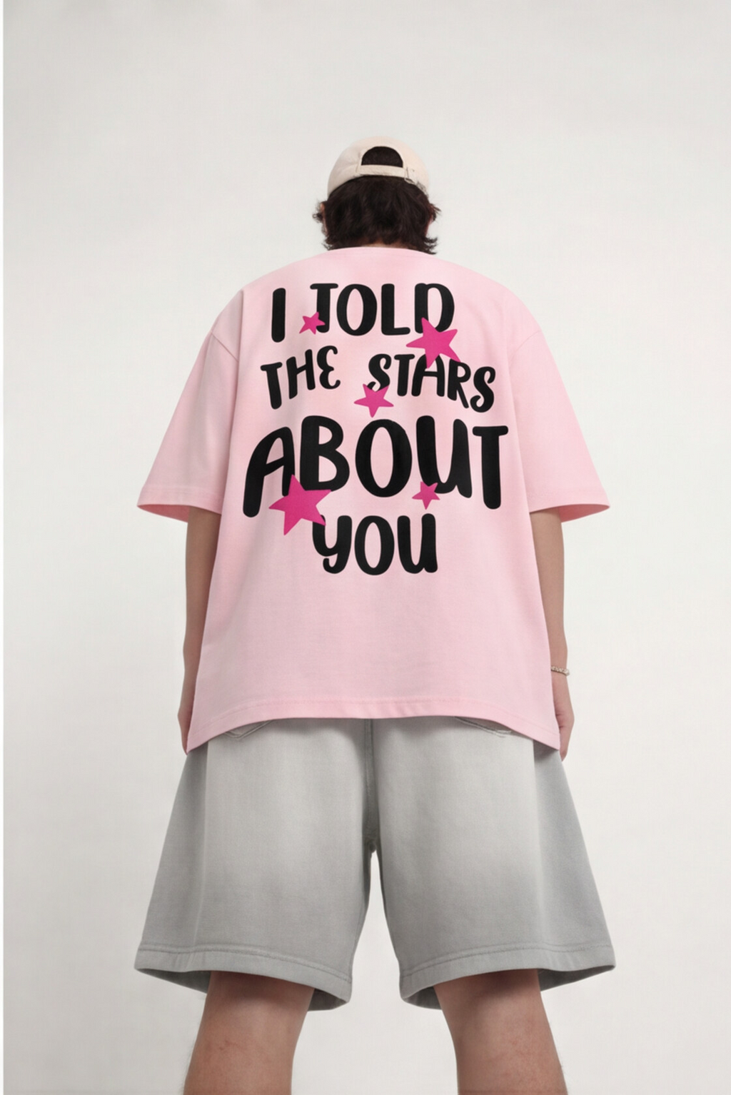 I Told the Stars About You" Oversized Graphic T-Shirt — Baby Pink