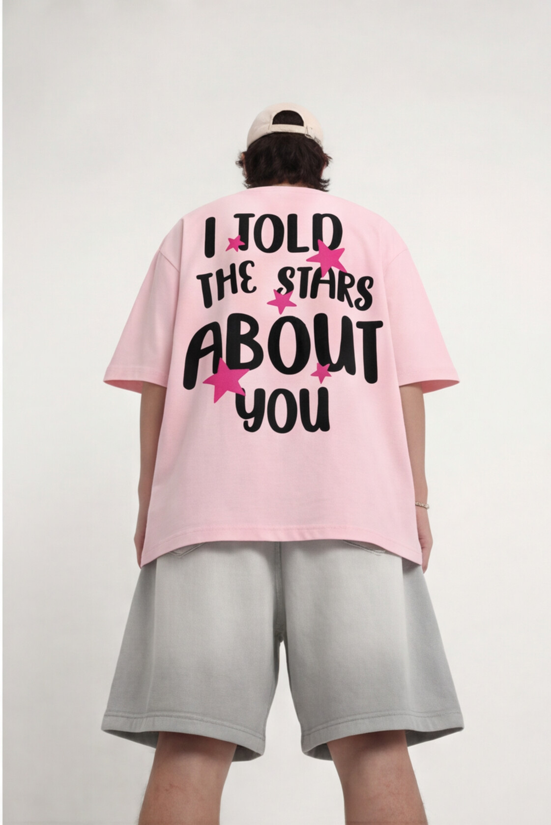 I Told the Stars About You" Oversized Graphic T-Shirt — Baby Pink
