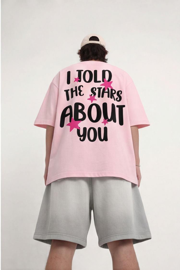 I TOLD THE STARS ABOUT YOU OVERSIZED GRAPHIC T-SHIRT — BABY PINK