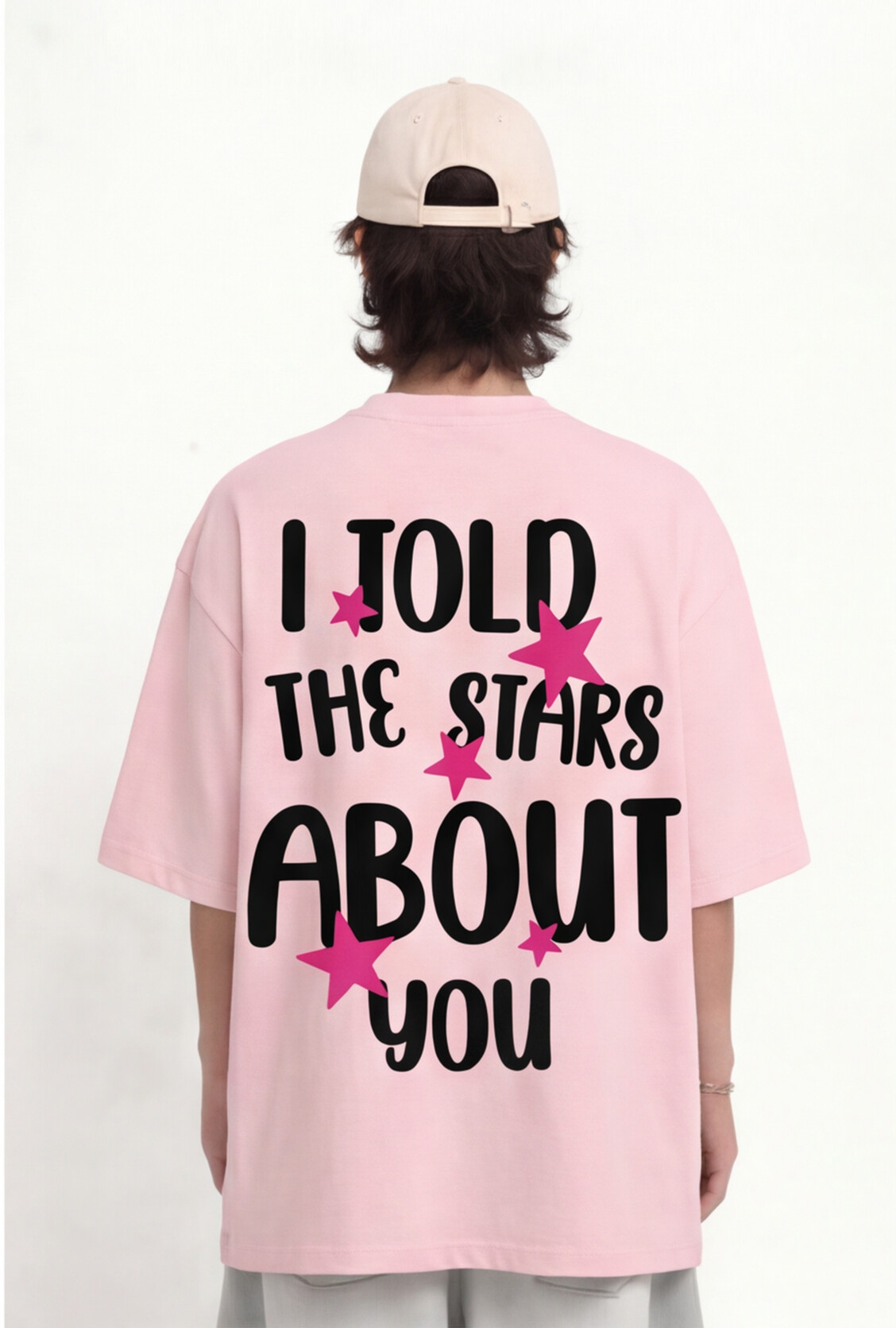 I Told the Stars About You" Oversized Graphic T-Shirt — Baby Pink