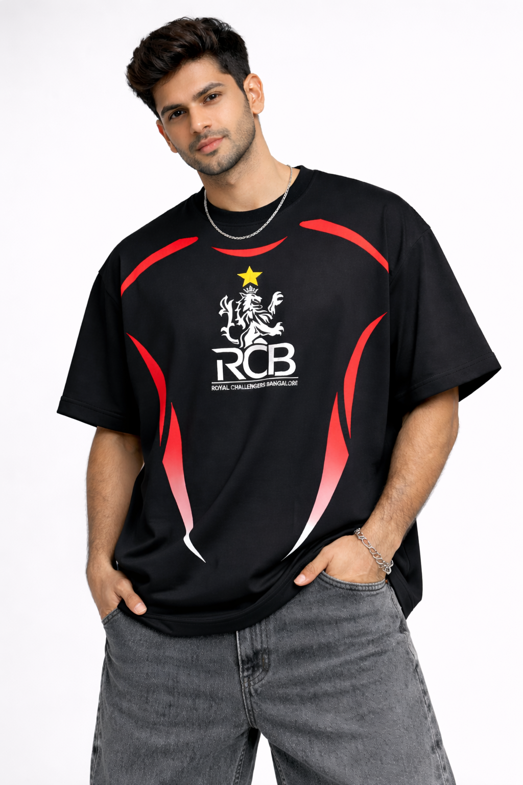 RCB Royal Challengers Bangalore Oversized Fan Jersey T-Shirt | Virat #18 | Black