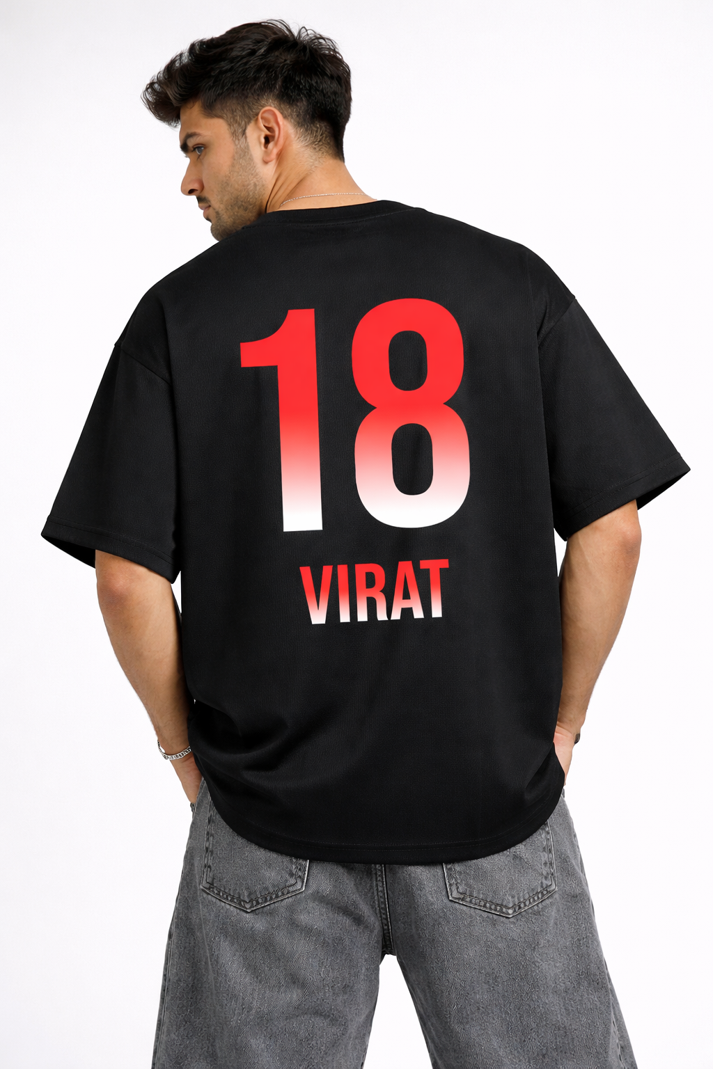 RCB Royal Challengers Bangalore Oversized Fan Jersey T-Shirt | Virat #18 | Black