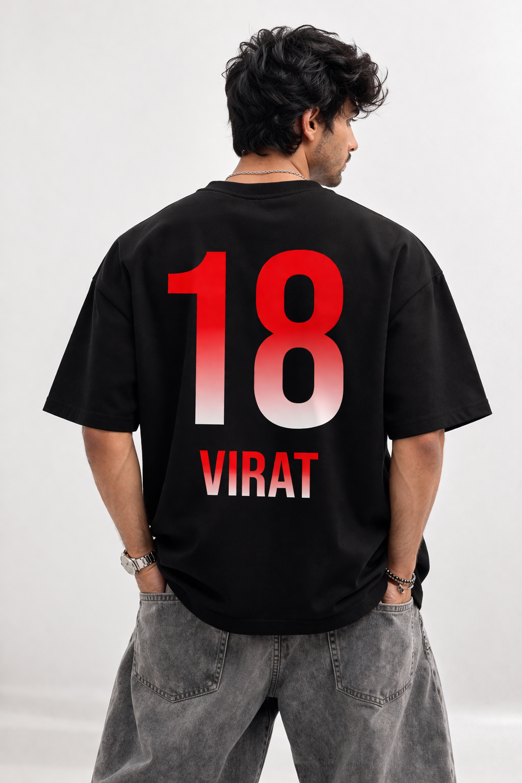 RCB Royal Challengers Bangalore Oversized Fan Jersey T-Shirt | Virat #18 | Black
