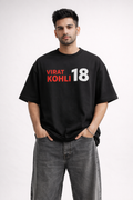 Virat Kohli #18 "God's Plan Baby" Champions Trophy 2025 Oversized Graphic T-Shirt | Black